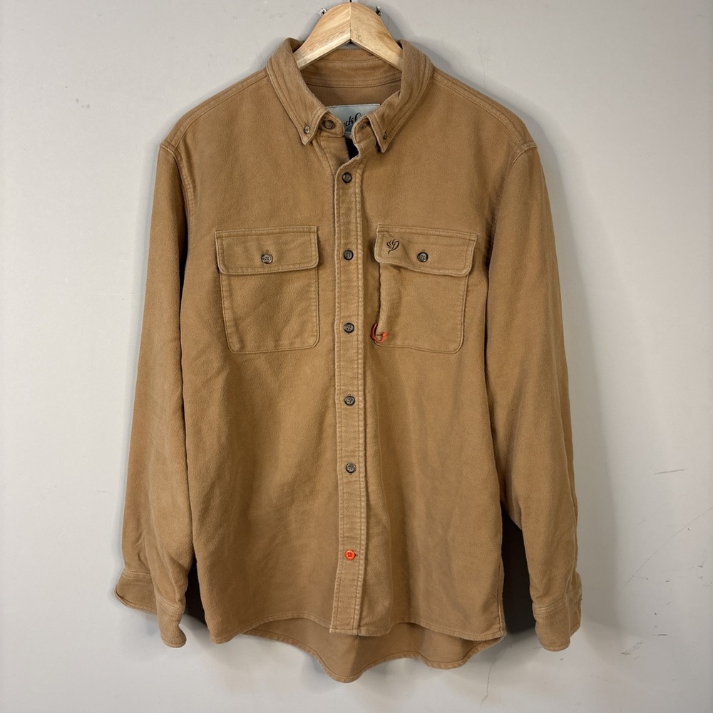 Duck Camp Mid Weight Premium Wingshooting Shirt Mens Medium Beige Button Up